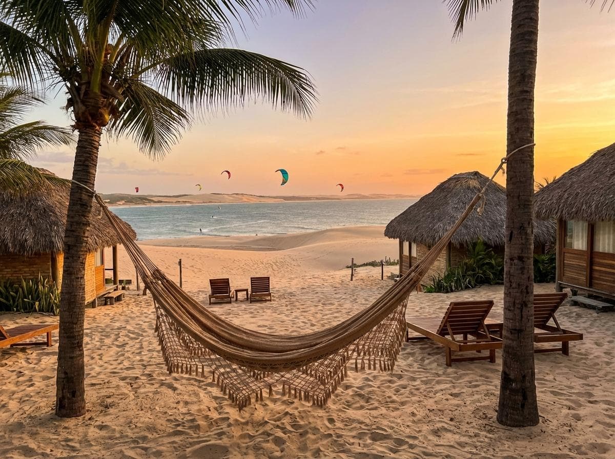 Buggy sulle dune bianche di Jericoacoara al tramonto